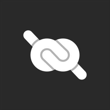 Logo düğümü biçimi, yaratıcı sonsuzluk şekli, iki uçlu halat düğümü, minimal stil siyah ve beyaz amblemi