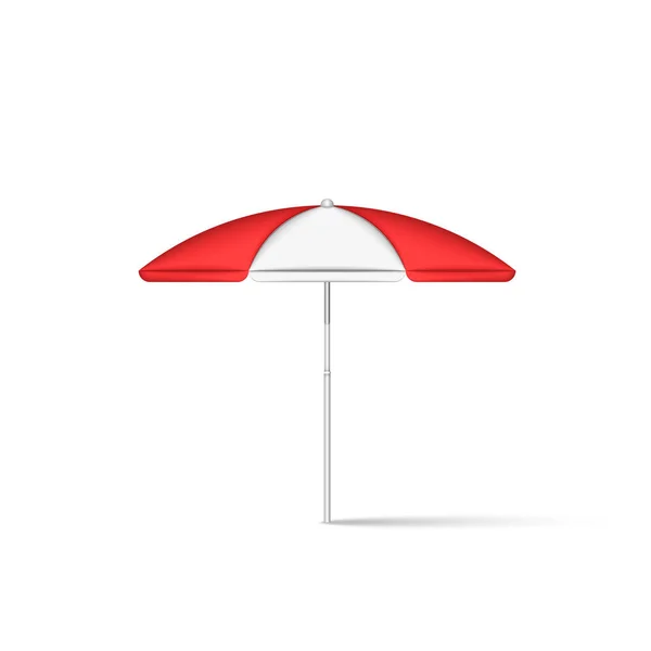 Beach Umbrella Realistic Model Isolated White Vector Illustration Open Parasol — Stock Vector