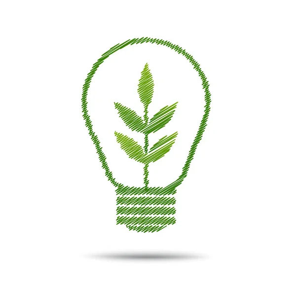 Eco Concetto Energia Verde Pianta Che Cresce All Interno Lampadina — Vettoriale Stock