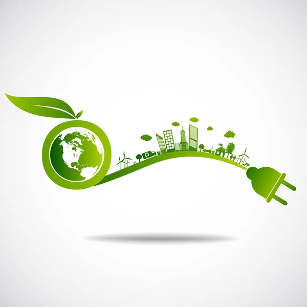 Ecología Verde Salvar Tierra Concepto — Vector de stock