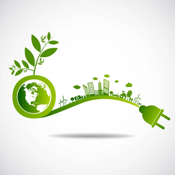 Ecología Verde Salvar Tierra Concepto — Vector de stock