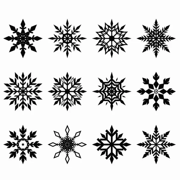 Snowflake Vector Set Icon Sing — ストックベクタ