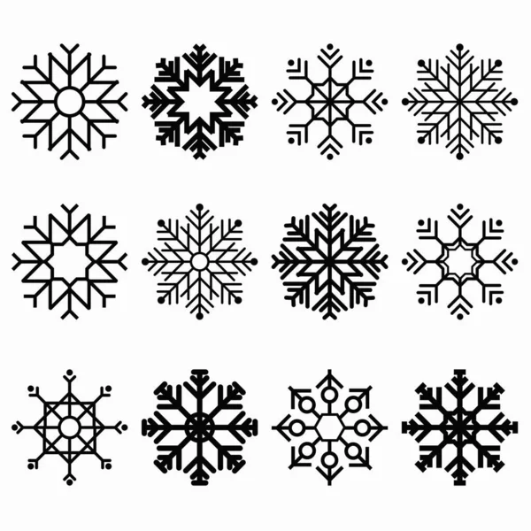 Snowflake Vector Set Icon Sing — 스톡 벡터