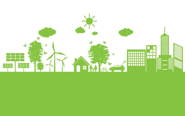 Monde Green Eco Ville — Image vectorielle