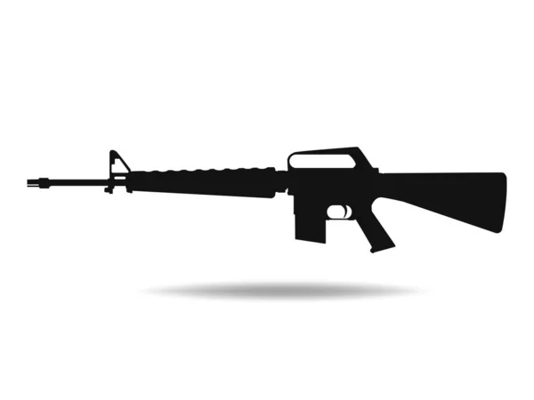 Icono M16 Silueta Negra Ametralladora Ilustración Vectorial — Archivo Imágenes Vectoriales