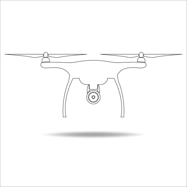 Drone Con Onde Radio Wireless Sistema Rilevamento Radar Icona Linea — Vettoriale Stock