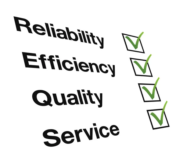 Reliability Efficiency Quality Service — Stock Vector