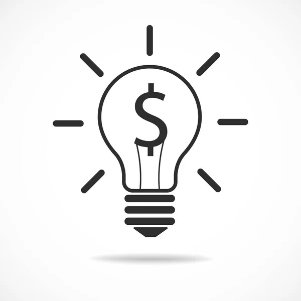 想法灯泡与美元符号矢量图标 货币创意符号 — 图库矢量图片