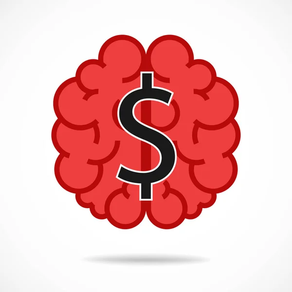 Cerebro Humano Con Signo Dólar Ilustración Vectorial — Archivo Imágenes Vectoriales