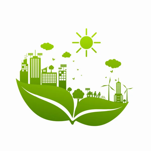 Dunia Green Eco City - Stok Vektor