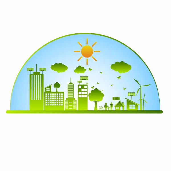 Mundo Verde Eco Ciudad — Vector de stock