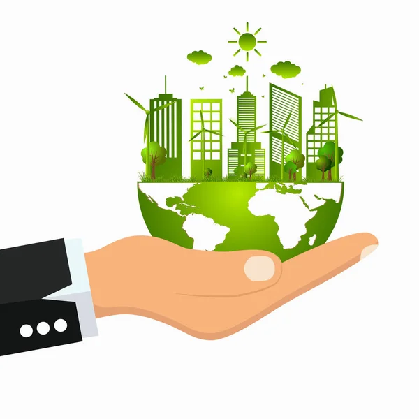 Dünya Yeşil Eco Şehri — Stok Vektör