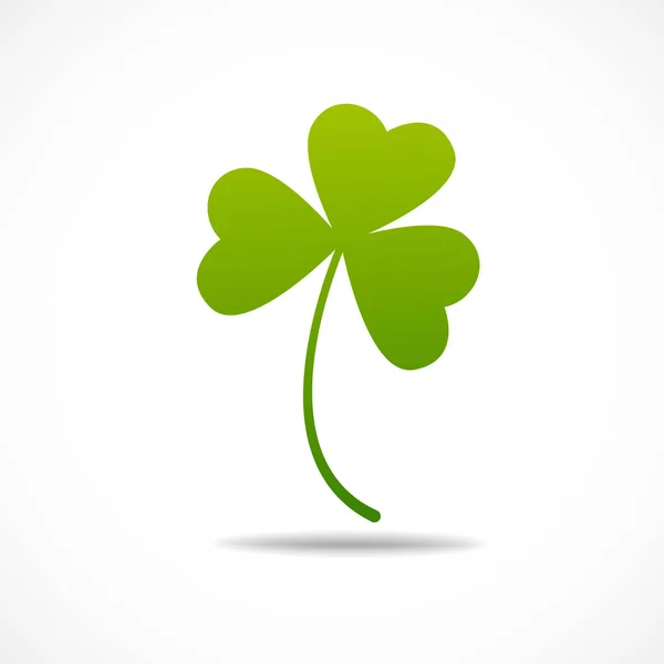 Three Leaf Irish Clover Icon Bright Green Shamrock Isolated White — Stock Vector