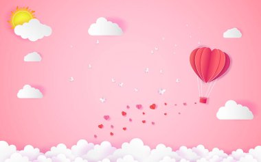 Kart Sevgililer Günü balonu kalp aşkı vektör soyut arkaplan daveti
