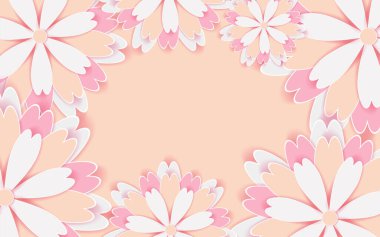 Kağıt kesimi çiçek bayramı arka plan Vektör illüstrasyonu