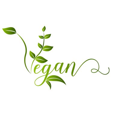 Vejetaryen ikonu. Biyoloji, Ekoloji, Organik logolar ve rozetler, etiket, etiket. Beyaz arka planda yeşil yaprak. Vektör illüstrasyonu