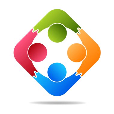 Topluluk, destek işareti İnsanlar sembolü. Vektör illüstrasyonu