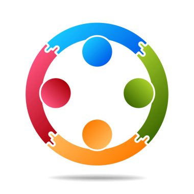 Topluluk, destek işareti İnsanlar sembolü. Vektör illüstrasyonu