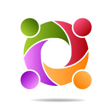 Topluluk, destek işareti İnsanlar sembolü. Vektör illüstrasyonu