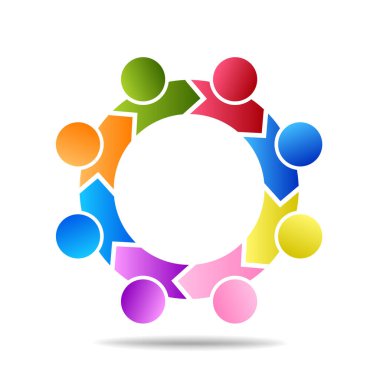 Topluluk, destek işareti İnsanlar sembolü. Vektör illüstrasyonu