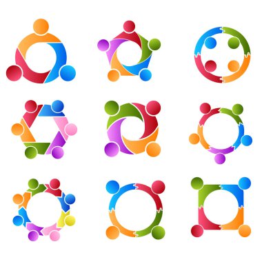 Community Set, destek işareti İnsanlar sembolü. Vektör illüstrasyonu