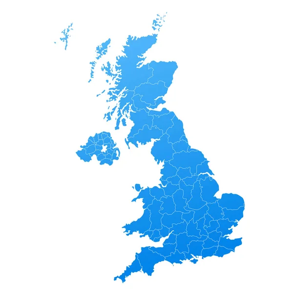 Map Color Azul Reino Unido Inglés Británico — Archivo Imágenes Vectoriales