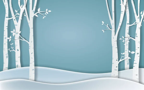 Forest Winter Season Paper Vector Illustration — Stock Vector