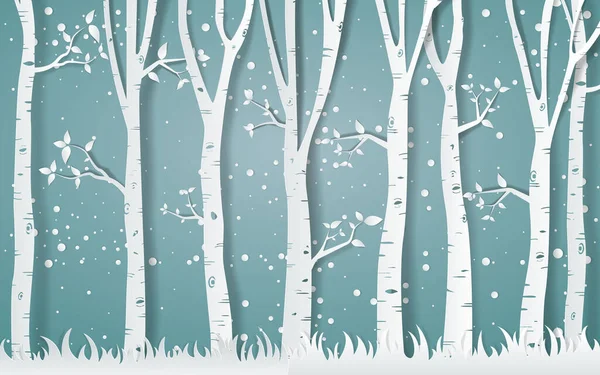 Forêt Hiver Vecteur Papier Illustration — Image vectorielle