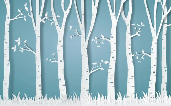 Forêt Hiver Vecteur Papier Illustration — Image vectorielle