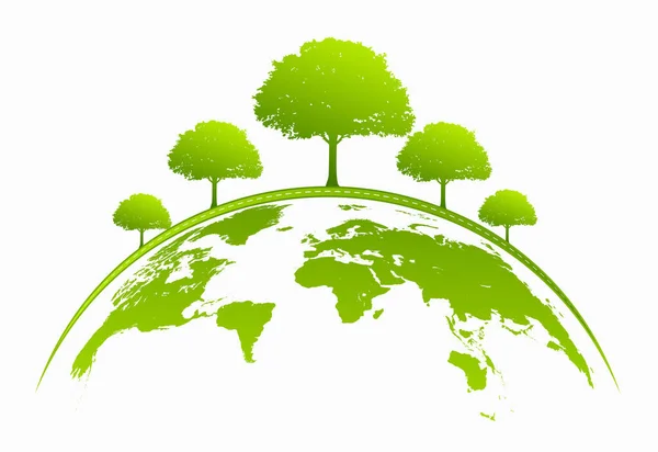 Conceito Ecologia Com Cidade Verde Terra Desenvolvimento Sustentável World Environment —  Vetores de Stock