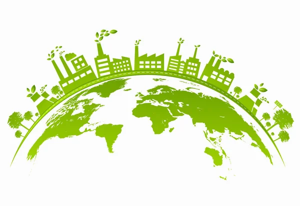 Konsep Ekologi Dengan Kota Hijau Bumi Konsep Pembangunan Dunia Yang - Stok Vektor