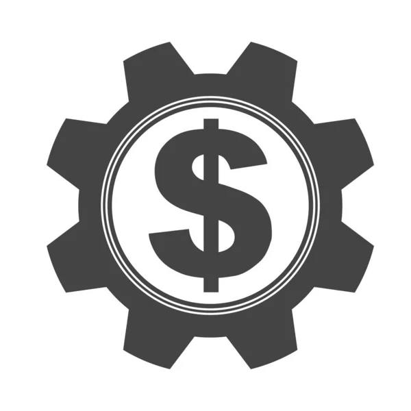 Gear Radertje Met Een Dollarmunt Geïsoleerde Vector Illustratie — Stockvector
