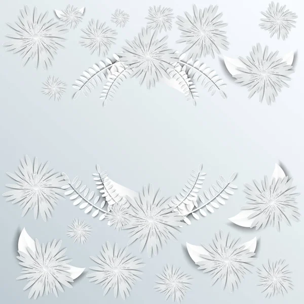 Rederahmen Mit Weißen Ausgeschnittenen Papierblumen — Stockvektor