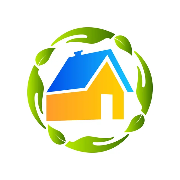Real Estate Eco House Design Vector Template — Stock Vector