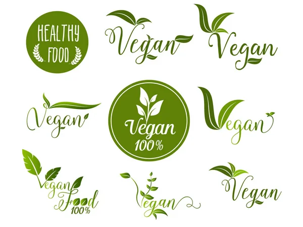 Etiqueta Diseño Vegano Conjunto — Vector de stock