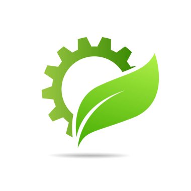 teçhizat ve yaprak kombinasyonu. Tamirci ve ekolojik sembol veya simge