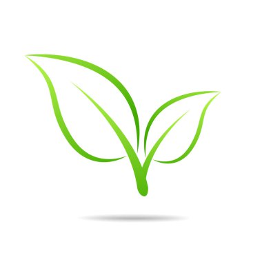 Yeşil Yaprak Simgesi Tasarım Vektörü İllüstrasyonu