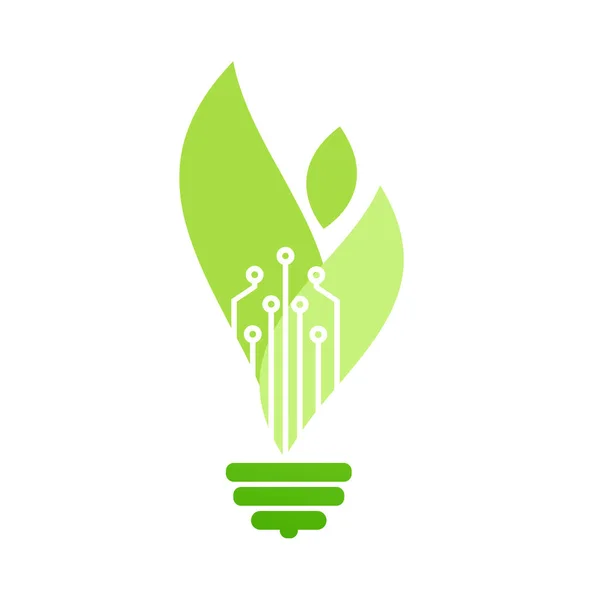 Logo Foglia Come Lampadina Tecnologia Natura Vettore — Vettoriale Stock