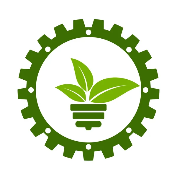 Combinación Engranajes Logotipo Hoja Mecánico Eco Símbolo Icono — Vector de stock