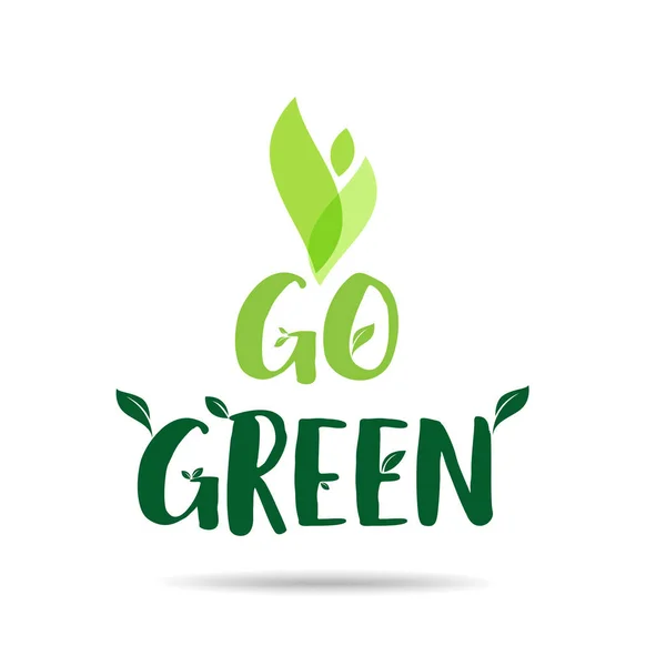 Іди Зелений Еко Значок Листям Векторні Ілюстрації — стоковий вектор