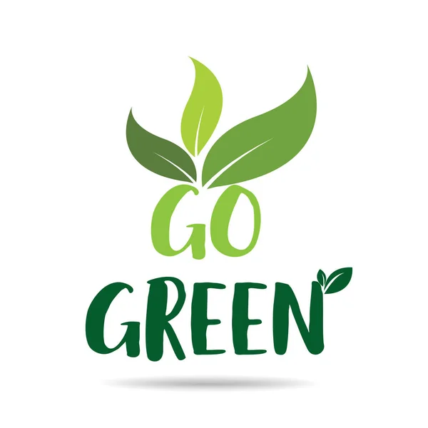 Gehen Sie Grüne Eco Symbol Mit Blättern Vektorillustration — Stockvektor