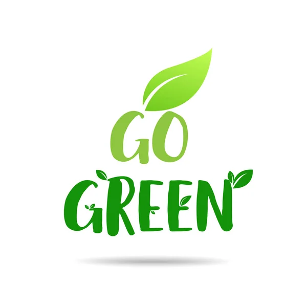 Gehen Sie Grüne Eco Symbol Mit Blättern Vektorillustration — Stockvektor