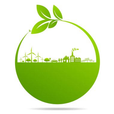 Sürdürülebilir enerji gelişimi için ekoloji kavramı ve Çevresel, Banner tasarım unsurları, Vektör illüstrasyonu