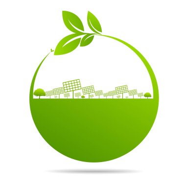 Sürdürülebilir enerji gelişimi için ekoloji kavramı ve Çevresel, Banner tasarım unsurları, Vektör illüstrasyonu