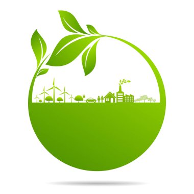 Sürdürülebilir enerji gelişimi için ekoloji kavramı ve Çevresel, Banner tasarım unsurları, Vektör illüstrasyonu