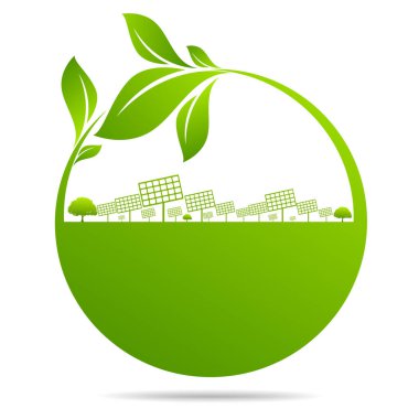 Sürdürülebilir enerji gelişimi için ekoloji kavramı ve Çevresel, Banner tasarım unsurları, Vektör illüstrasyonu