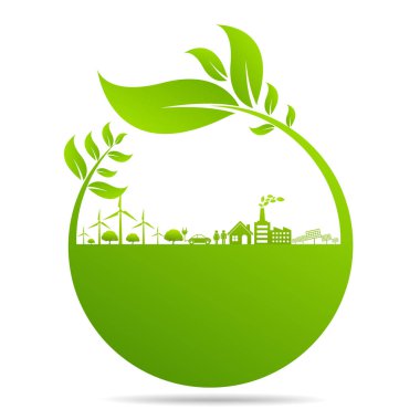 Sürdürülebilir enerji gelişimi için ekoloji kavramı ve Çevresel, Banner tasarım unsurları, Vektör illüstrasyonu