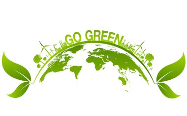 Sürdürülebilir enerji gelişimi için ekoloji kavramı ve Çevresel, Banner tasarım unsurları, Vektör illüstrasyonu