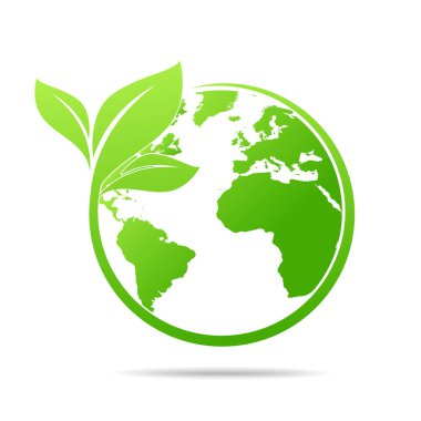 Dünya çevresi, logo tasarrufu ve ekoloji dostu kavram Vektör illüstrasyonu