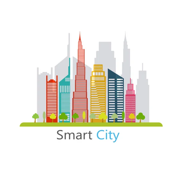 Smart City Design Social Media Icon Technology Concept — Stock Vector